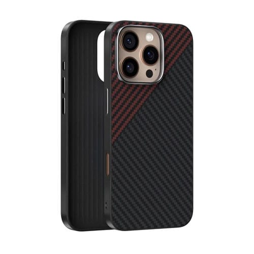 Funda para Teléfono Abeel C Carbon Fiber Series 6D Micro Relief Magsafe para iPhone 14 Pro Max (Negro y Rojo)