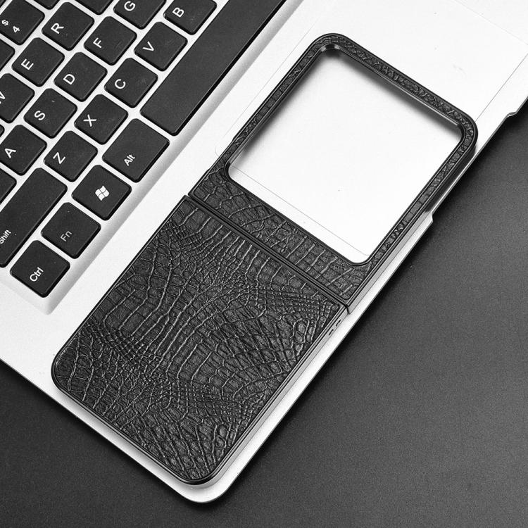 Funda Trasera para Tecno Phantom V Flip2 con Textura de Cocodrilo (Negra)