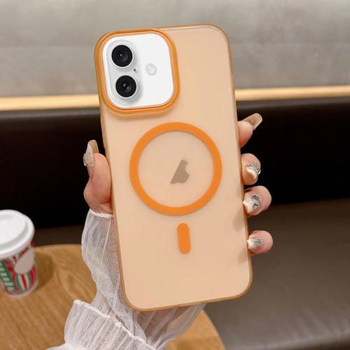 Funda para Teléfono PC con Imán Magsafe Tacto Suave Arena para iPhone 16 Plus (Naranja)