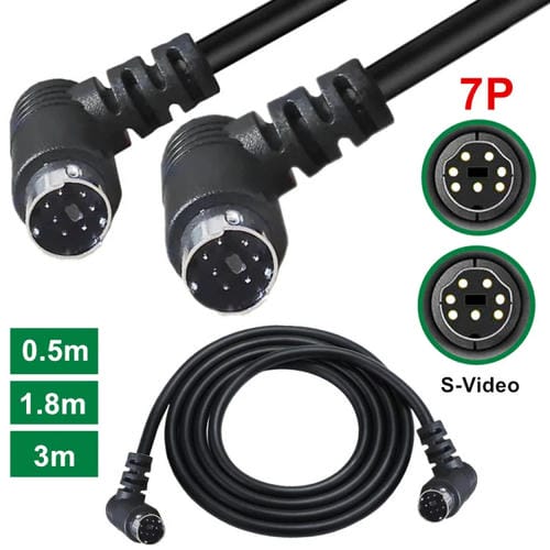 Cable de Audio/Video S-Video Mini Din 7 Pines 1,8 m Codo a Codo