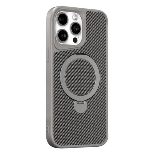 Funda para Teléfono con Soporte Magsafe 360 Fibra de Carbono iPhone 14 Pro (Gris Titanio)