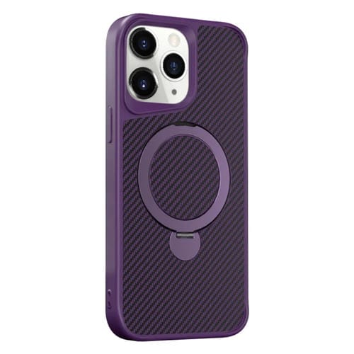 Funda para Teléfono Magsafe 360 Fibra de Carbono para iPhone 11 Pro Max (Morado)