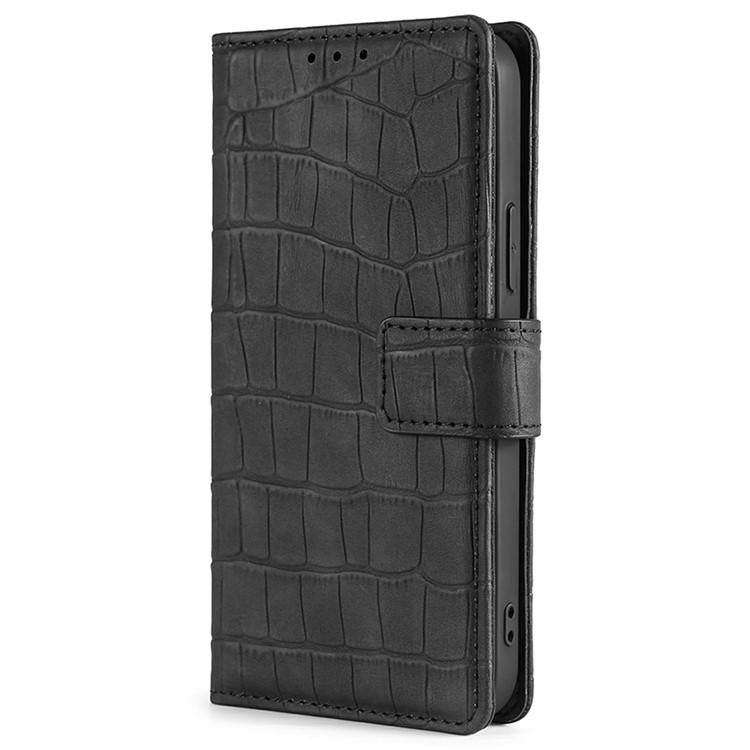 Funda de piel con cierre magnético y diseño de cocodrilo para Redmi Note 14S 4G (negra)