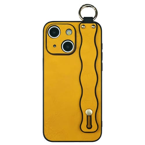 Funda TPU con Soporte para Pulsera Ondulada iPhone 14 (Amarilla)