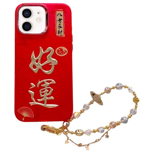 Estuche para Teléfono iPhone 11 Estampado Dorado 3D Imd con Cadena de Cristal