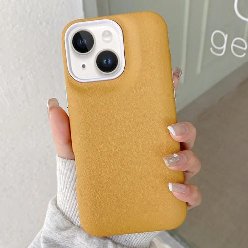 Funda para iPhone 15 Cuero Textura Protección (Amarilla)