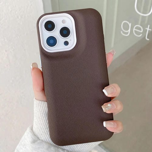 Funda para iPhone 15 Pro Max de Cuero con Textura (Café)