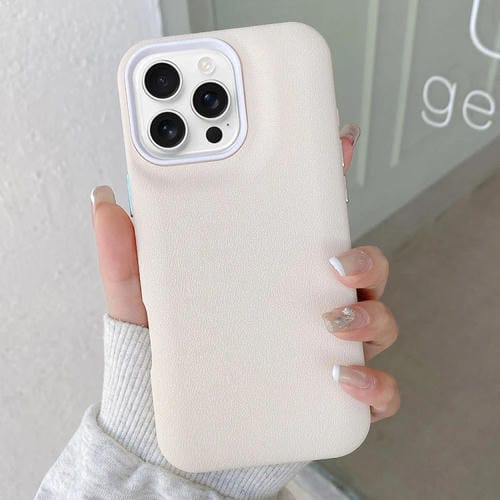Funda de Cuero con Textura para iPhone 16 Pro (Blanca)