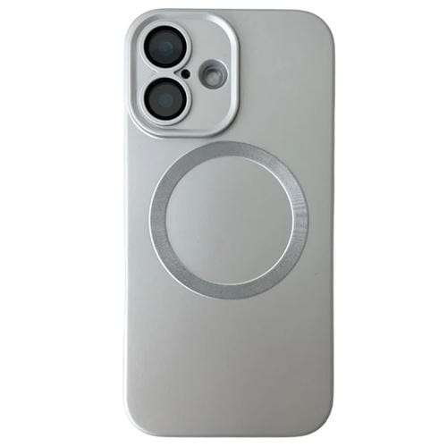 Funda para Teléfono TPU Magsafe iPhone 16 Plus Textura Cd Pintura Metalizada (Plateada)