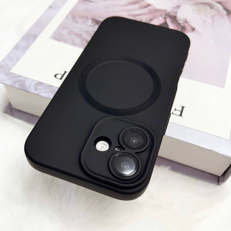 Funda para teléfono TPU Magsafe con textura CD y pintura metalizada para iPhone 15 Pro Max (Negra)