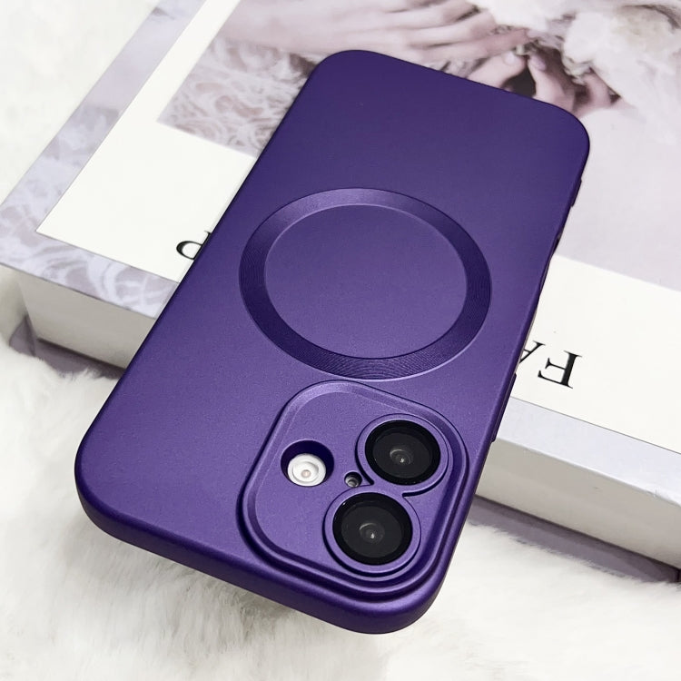 Funda para Teléfono TPU Magsafe iPhone 15 Pro Max Textura Cd Pintura Metalizada (Morado Oscuro)