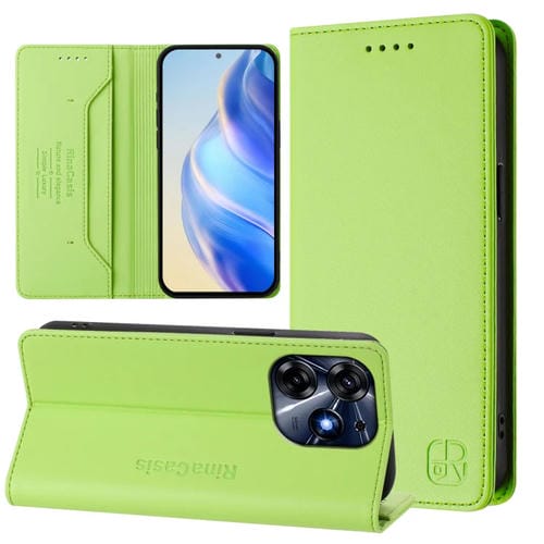 Funda de Cuero con Doble Pliegue y Succión Magnética Rfid para Tecno Spark 10 Pro 5G / K17 4G Rc01 (Verde)