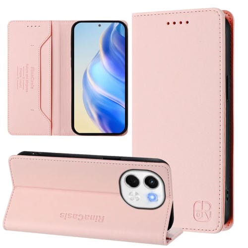 Funda de Cuero con Doble Pliegue y Succión Magnética Rfid para Tecno Spark 30 5G / Pova 6 Neo 5G Rc01 (Rosa)