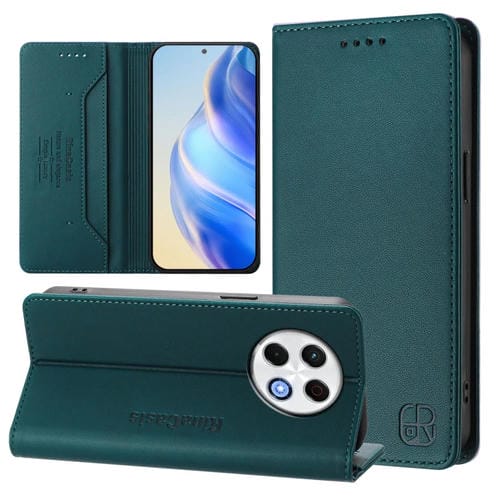 Funda Cuero Doble Pliegue Succión Magnética Rfid para Tecno Spark 30 Pro 4G Rc01 (Verde Oscuro)