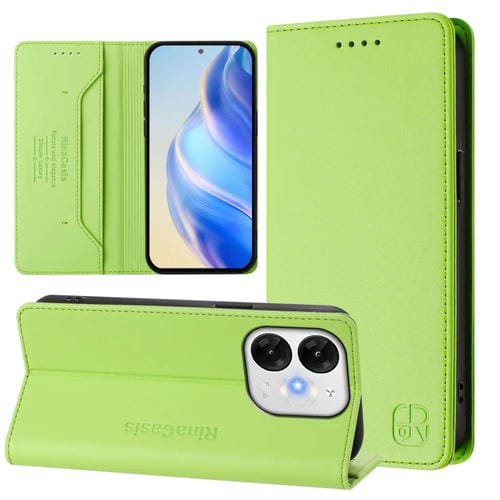 Funda de Cuero Itel A80 4G Rc01 con Doble Pliegue y Succión Magnética Rfid (Verde)