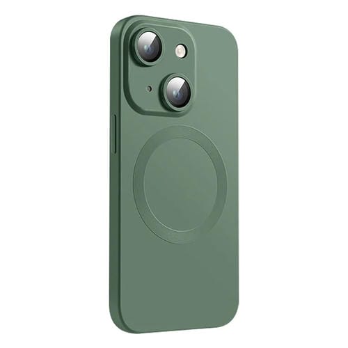 Funda de Silicona LĂquida Magsafe para iPhone 15 Plus Textura Cd (Verde Oscuro)