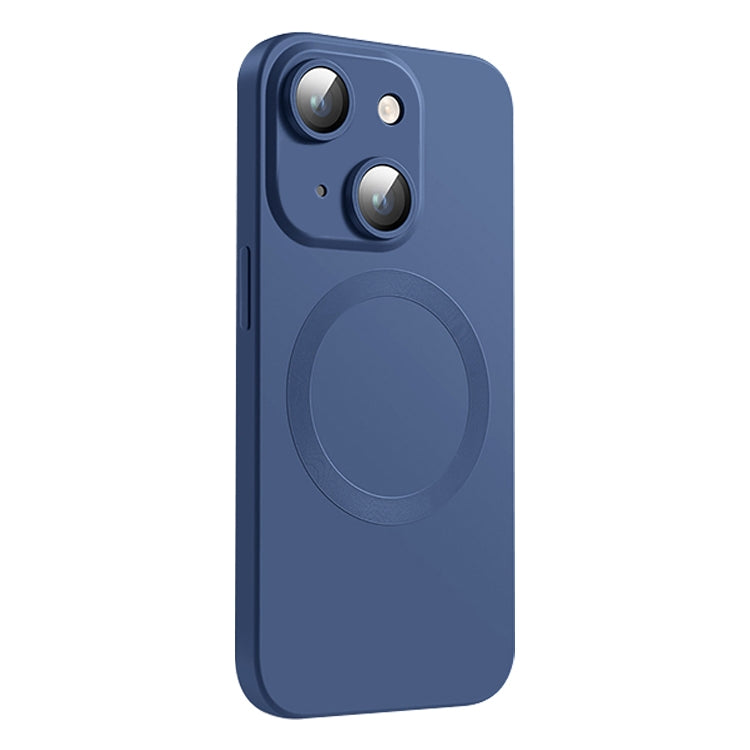 Funda de Silicona Líquida Magsafe para iPhone 15 Plus con Textura de Cd (Azul Medianoche)