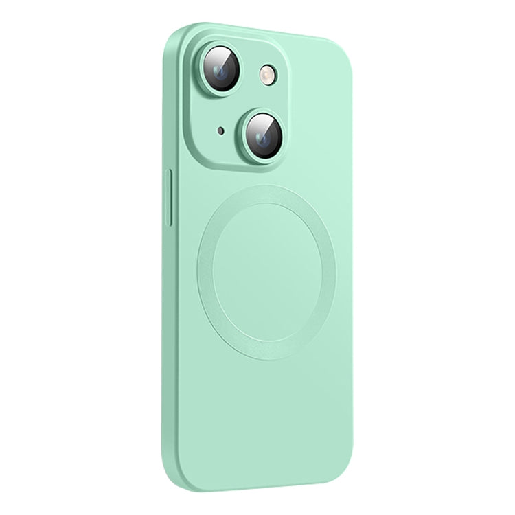 Funda de Silicona Líquida Magsafe con Textura de Cd para iPhone 15 Plus (Verde Menta)