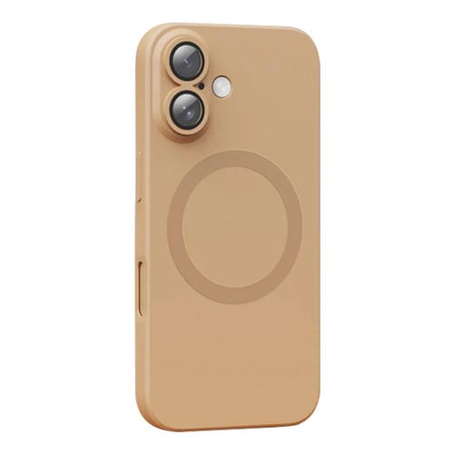 Funda de silicona líquida Magsafe para iPhone 16 Plus con textura de CD (Dorada)