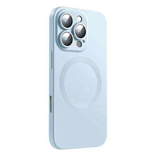 Funda de Silicona Líquida Magsafe para iPhone 16 Pro Max (Gris Claro y Azul)