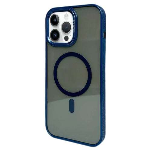Funda para Teléfono Magsafe iPhone 14 Pro Marco Lente Metal (Azul Marino)