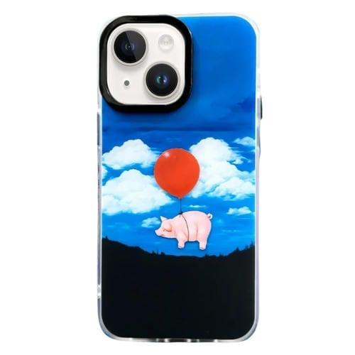 Funda TPU iPhone 14 Doble Capa Patrón Imd Cerdo Globo