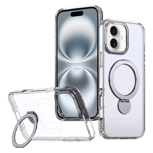 Estuche para Teléfono Wing Series Gen2 con Soporte de Anillo de Metal Magsafe para iPhone 16 (Transparente)