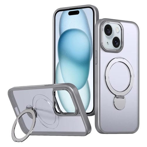Estuche para Teléfono Wing Series Gen2 con Soporte de Anillo de Metal Magsafe para iPhone 15 (Gris Titanio)