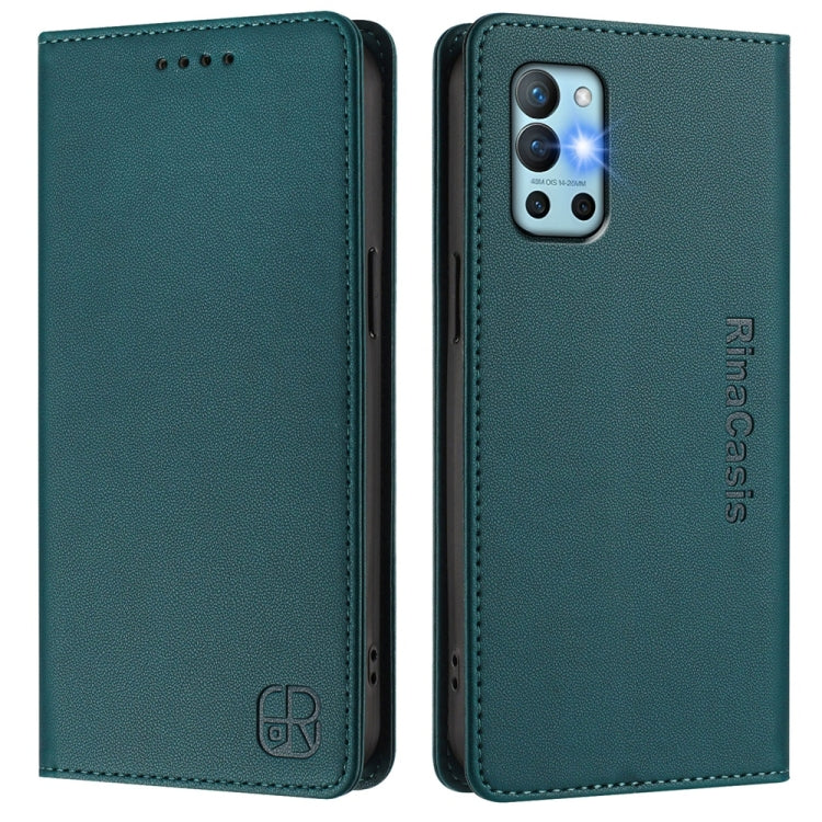 Funda de Cuero con Doble Pliegue y Succión Magnética para OnePlus 9R y 8T Rc01 (Verde Oscuro)