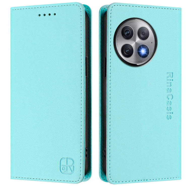 Funda de Cuero para OnePlus Ace 2 Pro Rc01 con Doble Pliegue y Succión Magnética (Verde Menta)