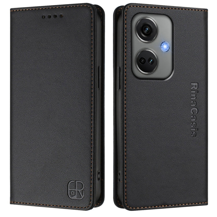 Funda de Cuero con Doble Pliegue y Succión Magnética Rfid para OnePlus Nord Ce3 Rc01 (Negro)