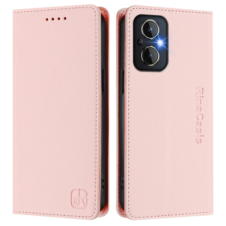 Funda de Cuero con Doble Pliegue y Succión Magnética para OnePlus Nord N20 5G Rc01 (Rosa)