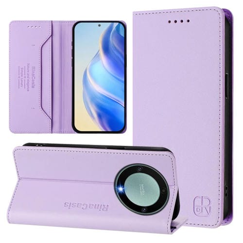 Funda de Cuero con Doble Pliegue y Succión Magnética Rfid para Honor X40 / X9A / Magic5 Lite Rc01 (Morado Claro)