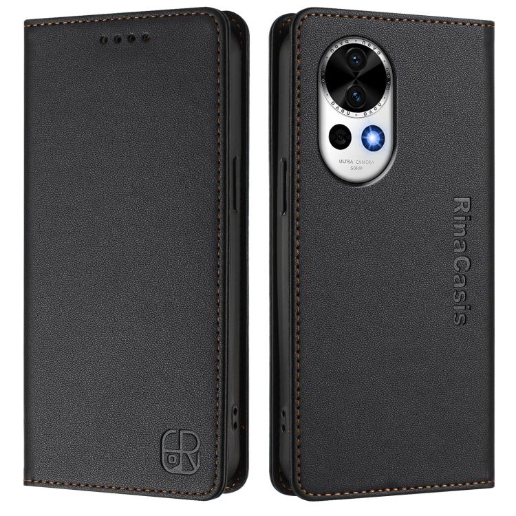 Funda de Cuero con Doble Pliegue y Succión Magnética para Huawei Nova 13/Nova 12 Rc01 (Negra)