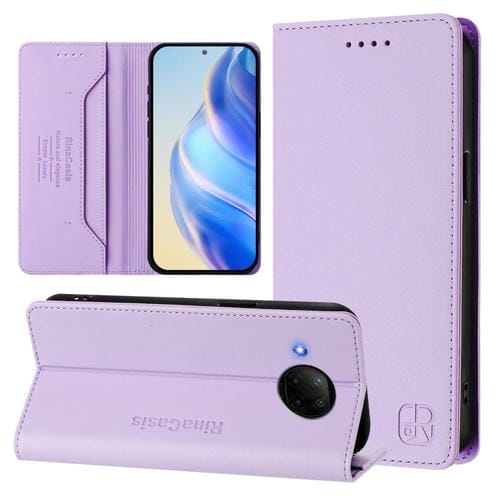 Funda de Cuero con Doble Pliegue y Succión Magnética para Teléfono Xiaomi Mi 10T Lite 5G Rc01 (Morado Claro)