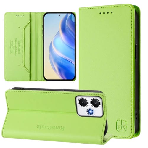 Funda de Cuero con Doble Pliegue y Succión Magnética para Redmi 12 5G/4G Global/Note 12R Rc01 (Verde Hierba)