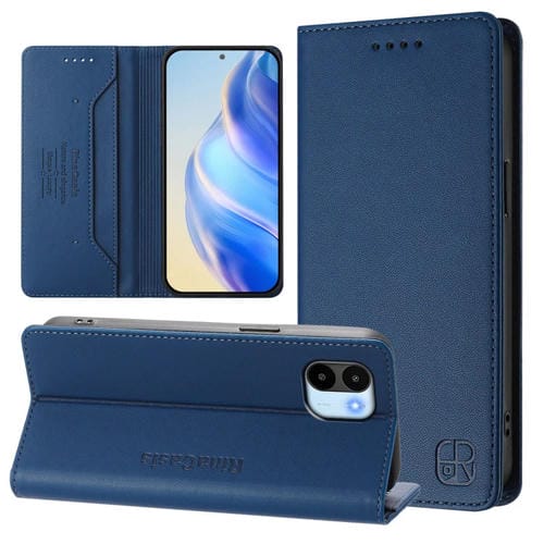 Funda de Cuero con Doble Pliegue y Succión Magnética Rfid para Redmi A1 4G Global / A2 4G Rc01 (Azul Oscuro)