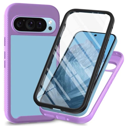 Funda PC + TPU con Película Pet para Google Pixel 9 y 9 Pro Serie Starry Sky (Morado)