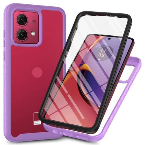 Funda para Motorola Moto G84 de PC + TPU con Película Pet (Morado) Starry Sky Solid Color Series