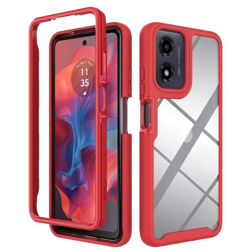 Funda de TPU Transparente a Prueba de Golpes con Cielo Estrellado para Motorola Moto E14/G24/G04 (Rojo)