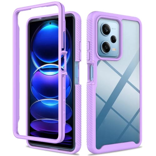 Funda para Teléfono Xiaomi Poco X5 Pro Starry Sky de Color Sólido a Prueba de Golpes de TPU Transparente para PC (Morado)