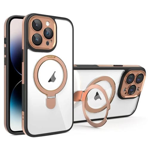 Funda para iPhone 14 Pro Max con Soporte Magsafe y Película de Cobertura Total (Negro y Dorado)