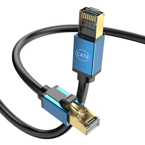 Cable de Red Cat8 10 Gigabit Ancho de Banda Fibra para Hogar 5 Metros (Azul)