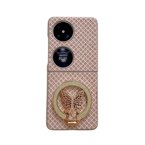 Funda para Teléfono Huawei Pocket 2 con Rombos y Brillantes para PC con Soporte (Dorado)