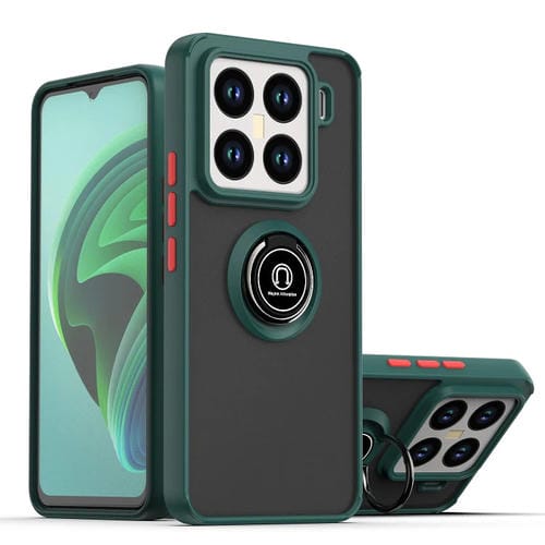 Funda De Tpu + Pc Con Anillo Para Xiaomi 15 Pro Q Shadow 1 Series (Verde Oscuro)