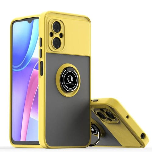 Funda de TPU + PC con anillo para Xiaomi Poco M4 5G Q Shadow 1 Series (amarilla)