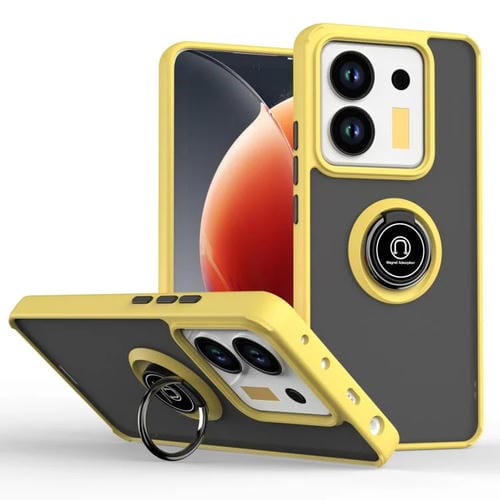 Funda de TPU + PC con anillo para Xiaomi Poco M7 Pro 5G Q Shadow 1 Series (amarilla)