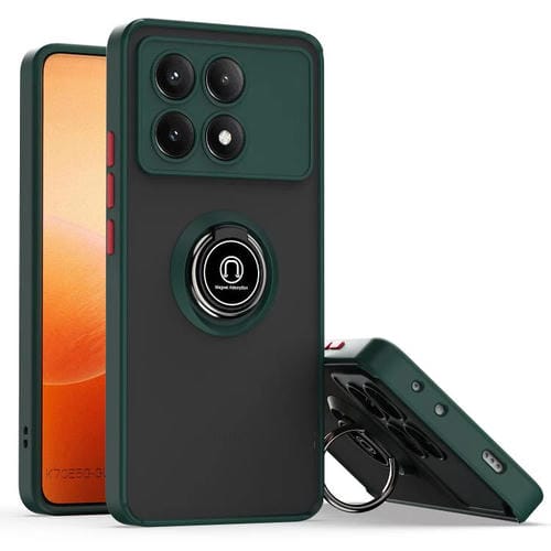 Funda de TPU + PC con anillo para Xiaomi Poco X6 Pro Q Shadow 1 Series (verde oscuro)