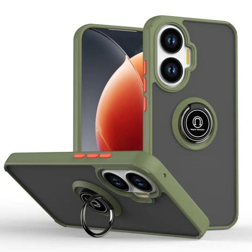 Funda de TPU + PC con anillo para Xiaomi Poco F7 Q Shadow 1 Series (verde militar)