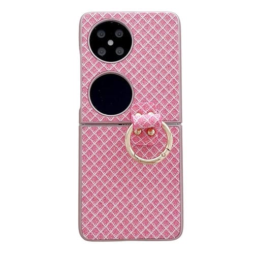 Funda para Teléfono Huawei Pocket 2 con Diseño de Rombos, Diamantes Brillantes y Anillo (Rosa)